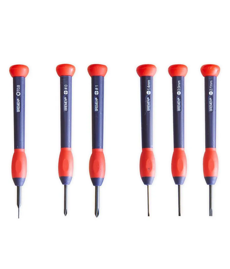 DESTORNILLADOR RELOJERO x 6Pzs (PH0-PH1-Pl 1.4-Pl 2.0-Pl 2.4-IPHONE T08)  (COD: 7108) BREMEN®