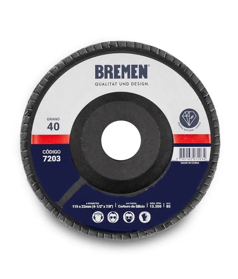 DISCO FLAP  4-1/2" (ø115x22mm) CAR. SILICIO - 400 [10 unid] (COD: 7208) BREMEN