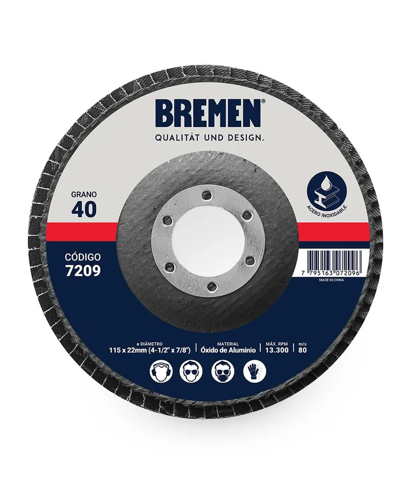 DISCO FLAP  4-1/2" (ø115x22mm) OX. ALUMINIO - 150 [10 unid]  (COD: 7935) BREMEN