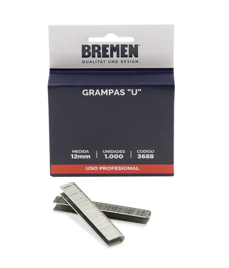 GRAMPAS "U" 12mm x 1.000 Uni [P/Triple]  (COD: 3688) BREMEN®