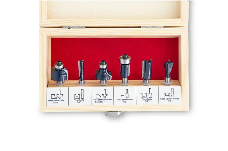 FRESA para ROUTER en JUEGO x 6 Pzs.  (COD: 7618) BREMEN®