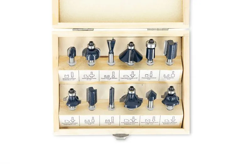 FRESA para ROUTER en JUEGO x 12 Pzs.  (COD: 7619) BREMEN®