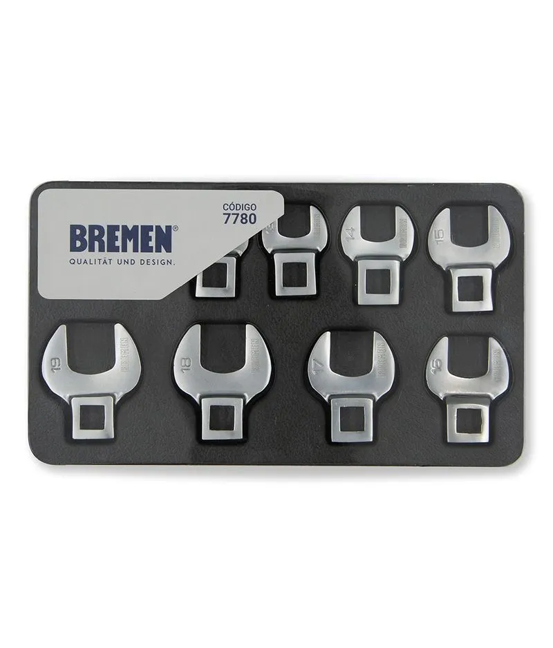JUEGO DE LLAVES PATA DE CUERVO ENCASTRE 3/8" (10 PZS)   (COD: 7780) BREMEN®
