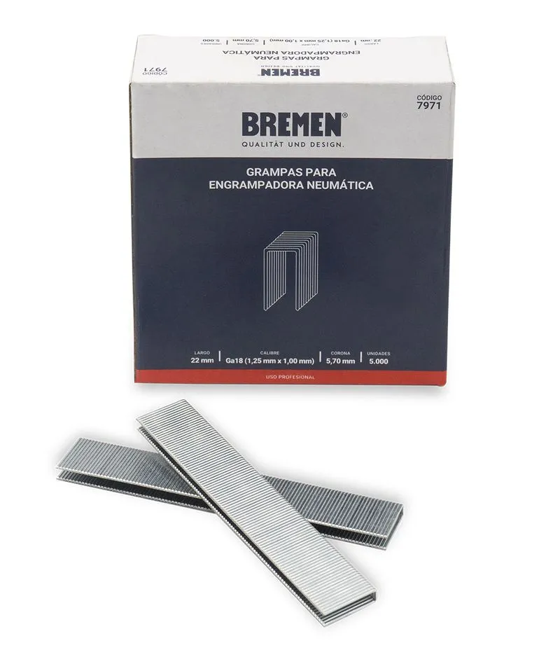 GRAMPAS 40mm [Corona 5.70mm] (Caja 5.000 uni) P/CLAVADORA/ENGRAM.  (COD: 7974) BREMEN®