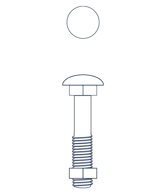 BULON  CABEZA REDONDA CON TUERCA   [011]  1/4" x 3-1/2"  (COD: BCR06090)